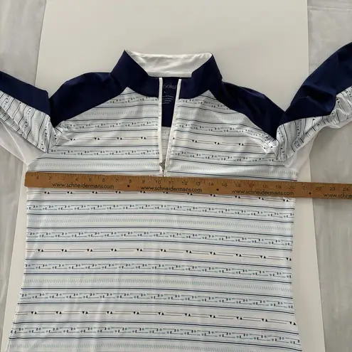 SanSoleil 1/4 Zip Pullover Womens Large Blue White Print UV 50 Golf Pickleball