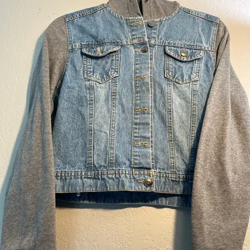 Y2K Vintage 2000s Blue and Gray Jean Jacket with Cropped Style SZ M Coat Size M
