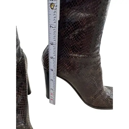 via spiga Italian Leather Brown Snakeskin Knee-High Riding Boots Womens 5.5M SKU