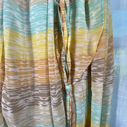 Romantic Midi Dress Sz 12 Tasseled Belt High Low Fairy Whimsy Ruffle Hem Pastel