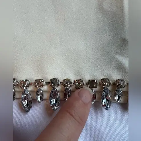 Sincerely Jules Ivory White Rhinestone Fringe Mini Skirt Medium