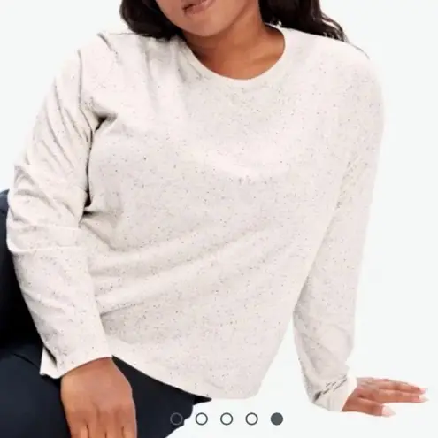 Bombas Pima Cotton Donegal Long Sleeve Tee Womens Size Small Speckled Soft White