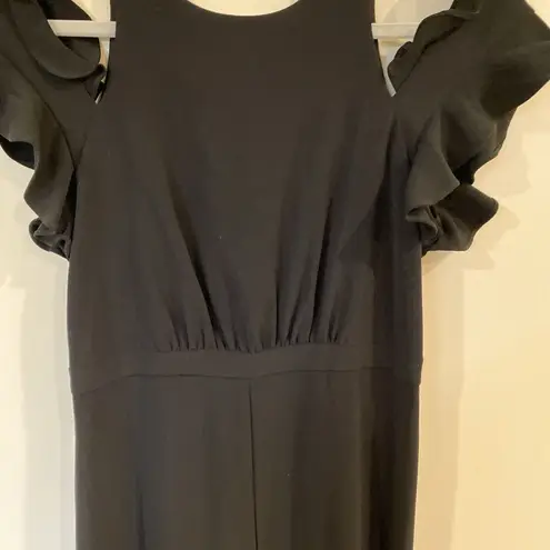 H by Halston Black Flutter Sleeve Bare Shoulder Maxi Dress Size 2