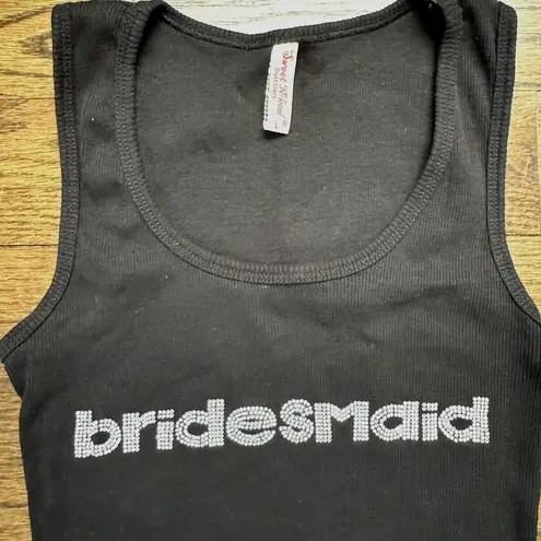 Bridesmaid Womens 3D Black Tank Top Shirt Size Large Wedding Party Bridal Shower