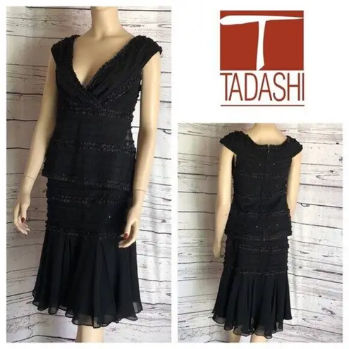Tadashi Shoji Tadashi black sequin evening top & skirt dress
