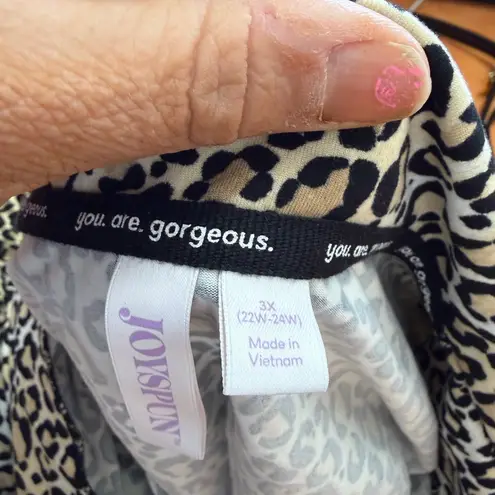 Leopard Print Women's Pajama Top & Short Set Brown Size 3X