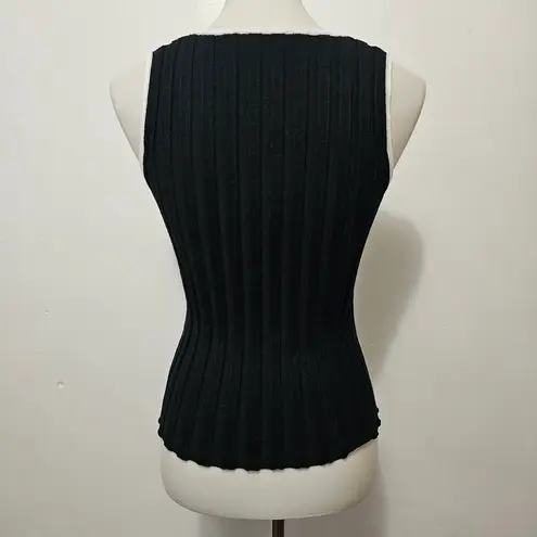 Belldini Black & White Ribbed Round Neck Sweater Tank Size Medium