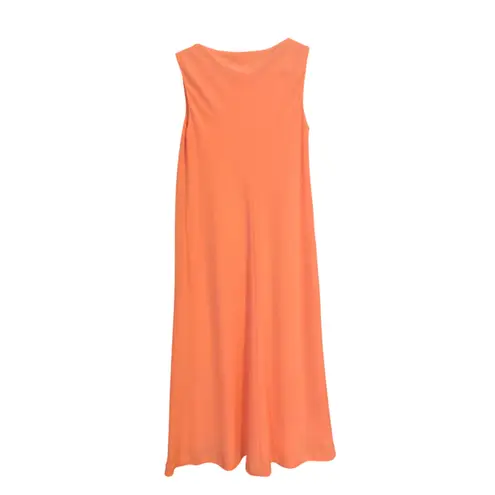 Lafayette 148 Asymmetric Crepe Dress GORGEOUS COLOR Coral Reef Sleeveless Size S