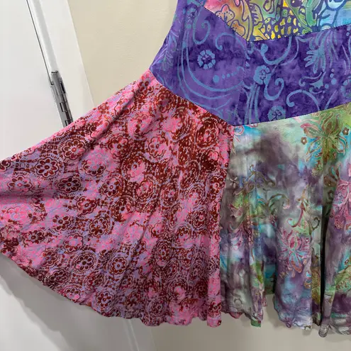 Santiki VTG Multicolor Patchwork Batik Boho Tie