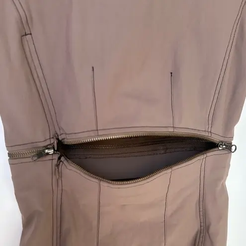 Elaine Kim Tech Stretch Zip Off Midi Dress Gray Size XS