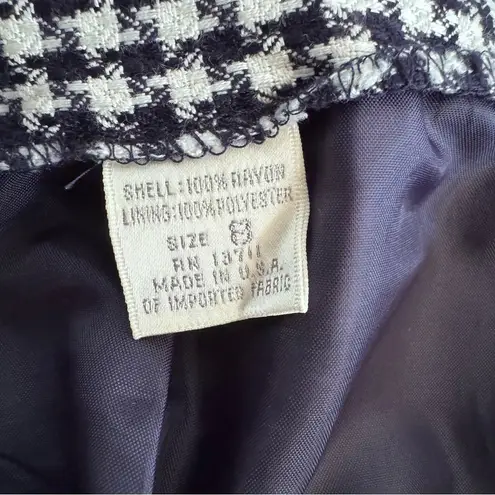 Vintage Lord & Taylor Petites Women’s Houndstooth Plaid Casual Skirt Size 8P Black