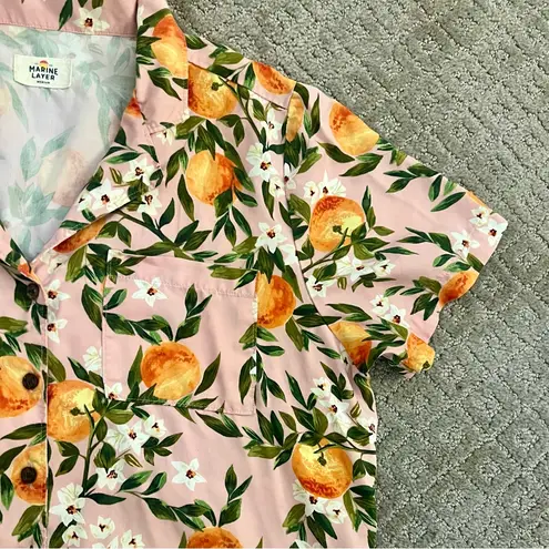 Marine layer EUC Pink Citrus Print Short Sleeve Lucy Top, Size Medium