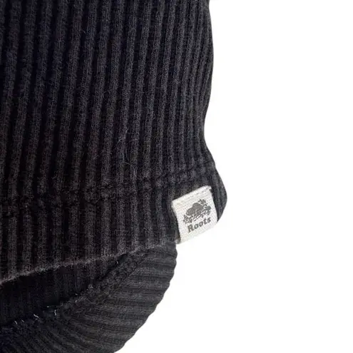 Roots Ribbed Short Sleeve Knit Top Black – S/P