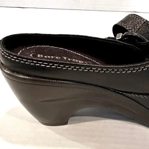 Baretraps Huntley Leather Upper Mules Women's 6.5 Black Buckle Boho Casual NWOT