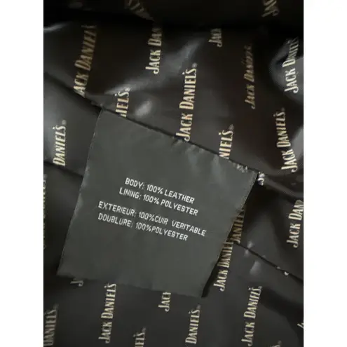 Jack Daniel's Old No7 Studded Fringe Leather Motorcycle Jacket Size Small