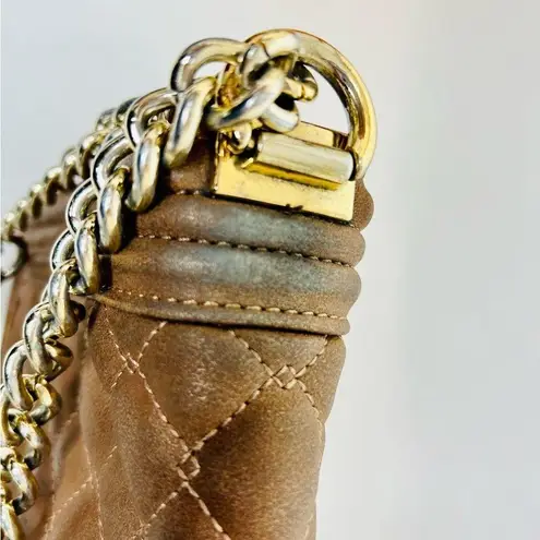 Bebe  Brown Quilted Chain Strap Bag