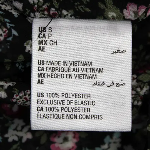 Maison Jules Womens S Dark Floral Georgette Blouse Top Black Pink Cottagecore