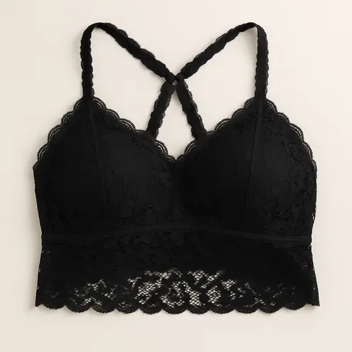 Judy K Lace Bralette Criss Cross Back Lined Black Lingerie Top XL