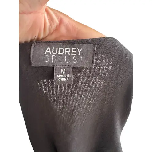 AUDREY 3 PLUS 1 Black Sequin Robe Wrap Dress Size Medium