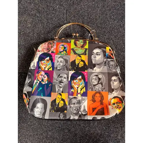 Obama handbag Colorful Pop Art Portrait Handbag With Gold Handles & Snap Closure - Image 9