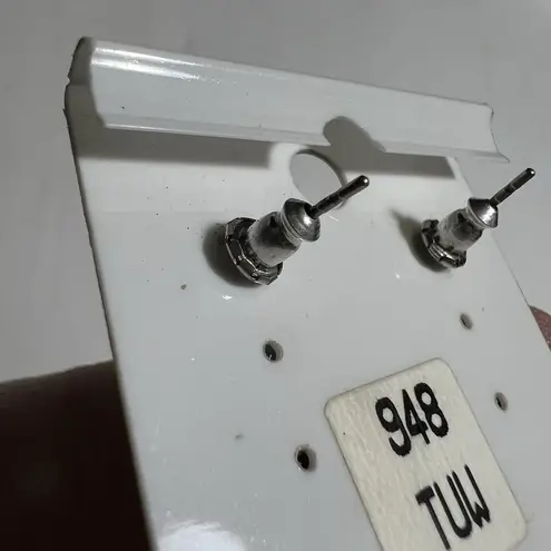 Boutique Silver Tone Turquoise Bear Bead and Dangle Feather Earrings Hypoallergenic Post