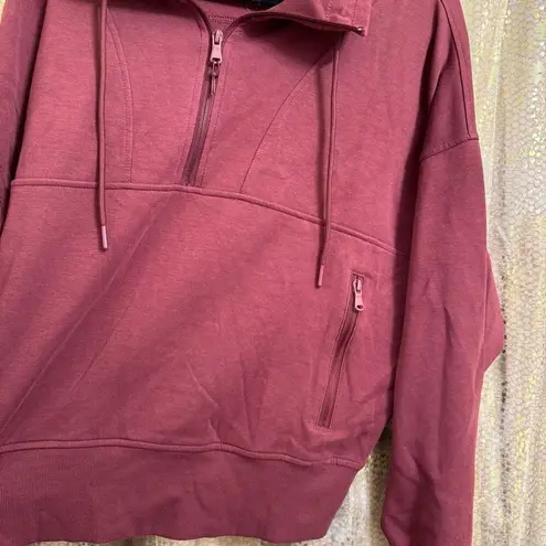 Old Navy  Dynamic Fleece Maroon Half-Zip Sweatshirt Cropped XL