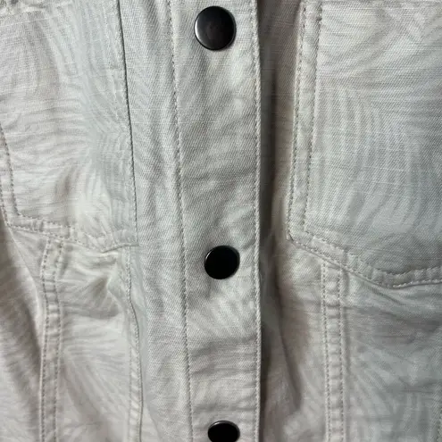 Colleen Lopez Reversible Beige Tan Denim Palm leaf Jacket with Snaps Size XS New