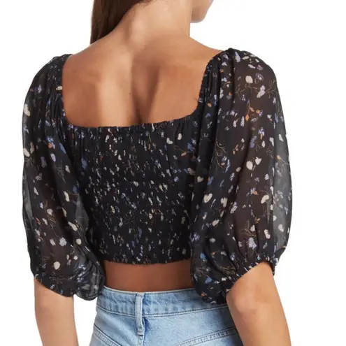 Ba&sh Topaz Floral Crop Top in Black, Size L, NWT