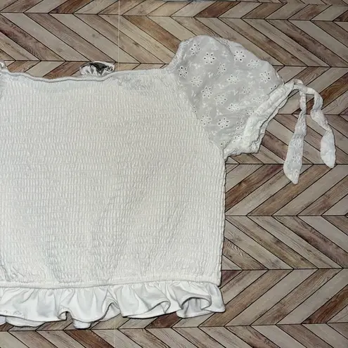 Cute Size Large Coquette White Stretch Crop Top