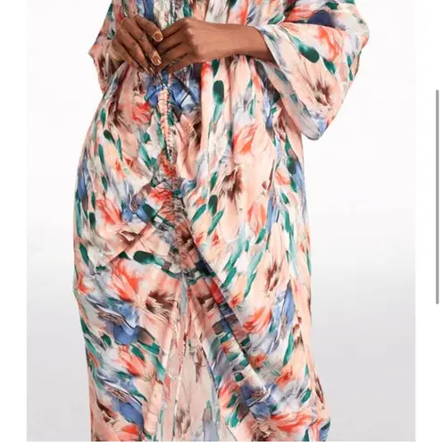 MISA Los Angeles MISA Sari Dress NWT XS ⢠Tropical Floral Watercolor Midi Kaftan Boho Resort
