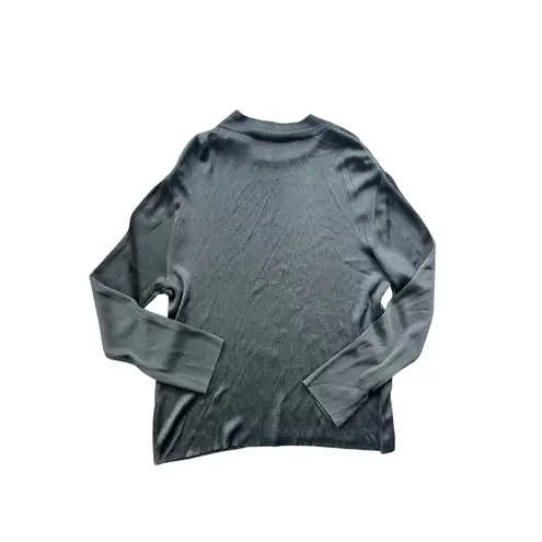 St. John Sport Ribbed Knit Mock Neck Long Sleeve Sweater Top Made in USA Black Size L