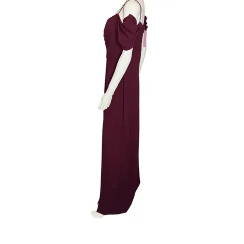 Sachin + Babi Brittany Stretch Crepe Cold-Shoulder Gown Deep Wine Women’s Sz 10