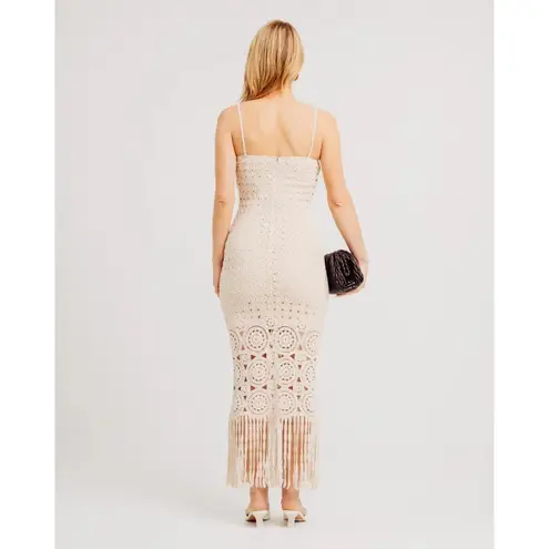 Torn By Ronny Kobo Toby Crochet Knit Dress Natural Womens Size Medium