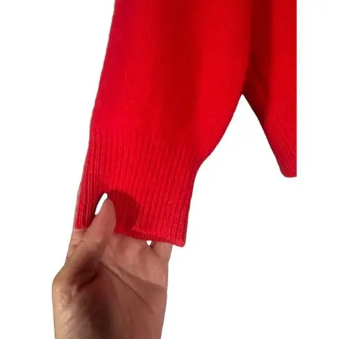 Pierre Cardin Red Long Sleeve Ribbed Neckline Short Knit Sweater Women Sz M