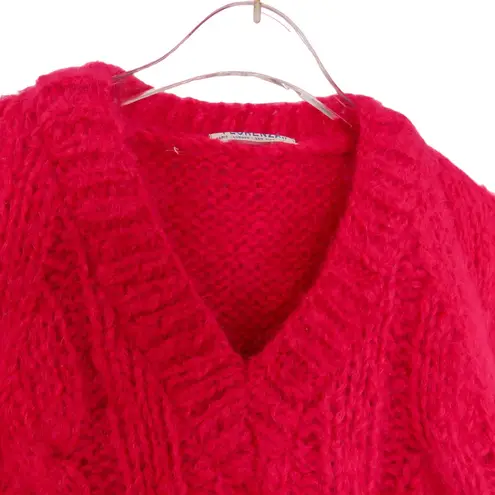 1970s Florenza Vintage Sweater Pink Red Wool Knit V
