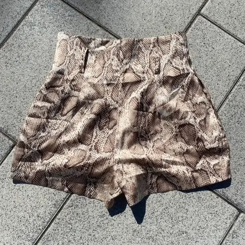 Snakeskin Print Shorts Brown
