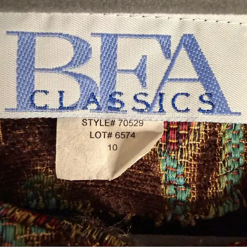 RFA Classics Tapestry Jacket Size 10 Floral Pattern Brocade Brown Teal Pink Coat