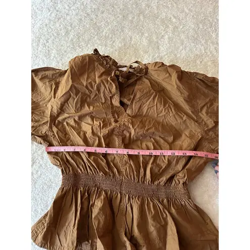 Rebecca Taylor  Cotton Poplin Popover‎ Blouse In Chocolate Size Medium