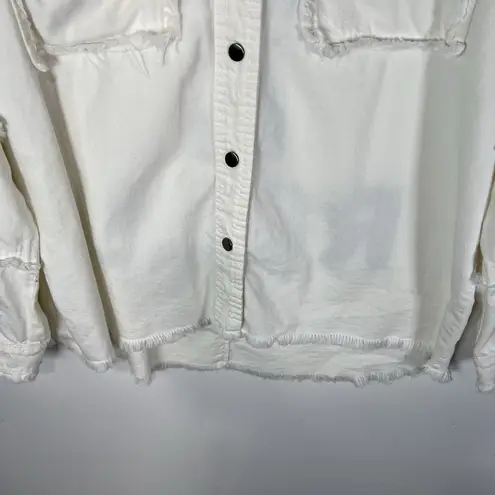 Elan  Denim‎ Jean Jacket Embroidered Rock And Roll Fringe Trim Boho Hippie Size S