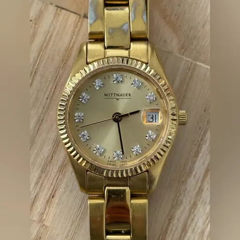 Wittnauer Longines Rare Diamond Marker Presidential Ladies Watch Gold Dial Case