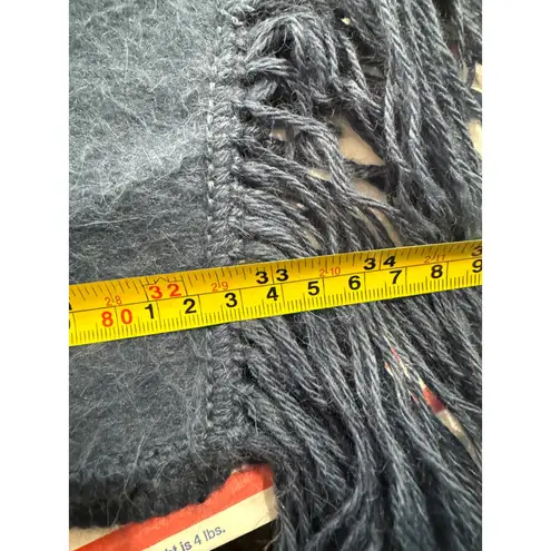 Alpaca Comargo Blue Wool Blend Scarf Fringe Winter Warm Soft Shawl