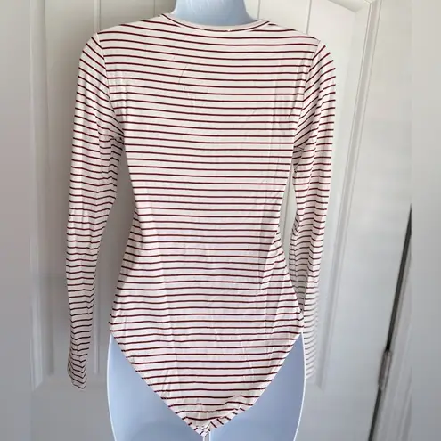 A loves A Rust Long Sleeve Striped Scoop Neck Full Back Bodysuit by NWOT Small