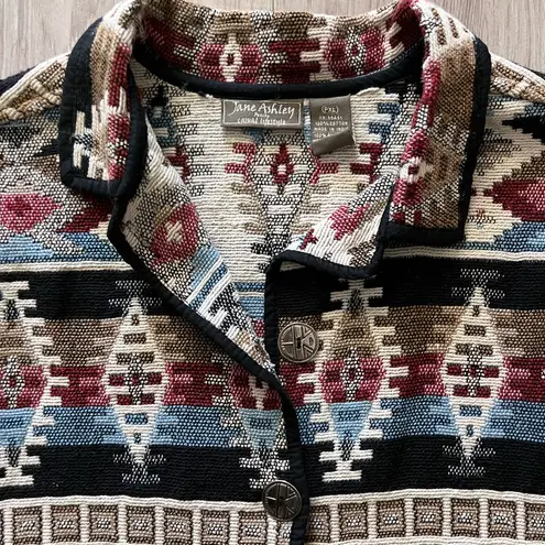 Jane Ashley Vintage 100% Cotton Aztec Southwestern Boho Jacket - Petite XL