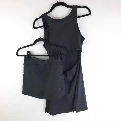 Halara Square Neck Mid Rise Bloom Cut Out 2-Piece Dress Black S