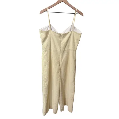 Hutch Anthropologie Jumpsuit Yellow White Stripe Savannah Cropped Wide Leg Sz 14