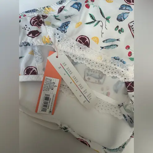 Colsie NWT Women's Woven Bralette Fruit Print Size Large White