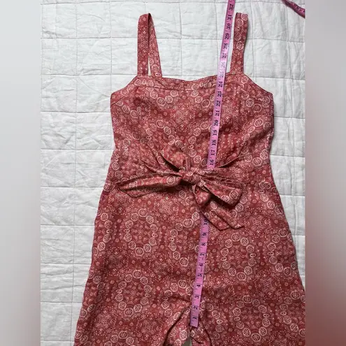 Fat Face Red Paisley Linen Wide Leg Cropped Jumpsuit Cowgirl Western Boho - 12 R