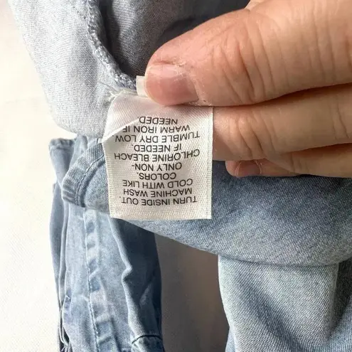 J Jill Denim Tencel Blouse Flare 3/4 Bell Sleeve Size XSP Blue