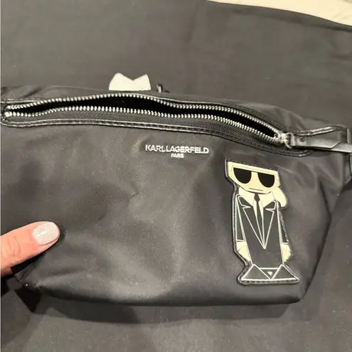 Karl Lagerfeld PARIS CROSSBODY WAIST BAG BLACK NYLON NEW AUTHENTIC