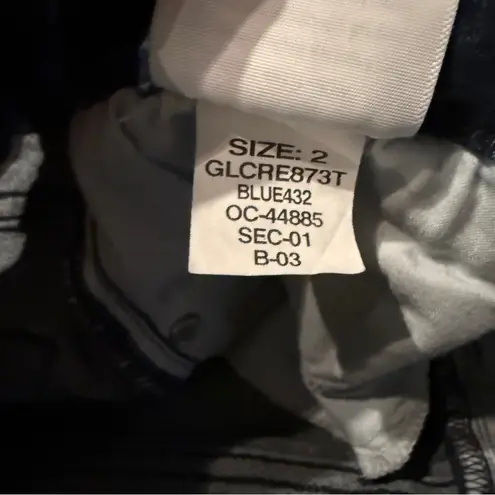 Good American Good Legs Crop Jeans Mid Rise Skinny Leg Distressed Raw Hem Sz 2